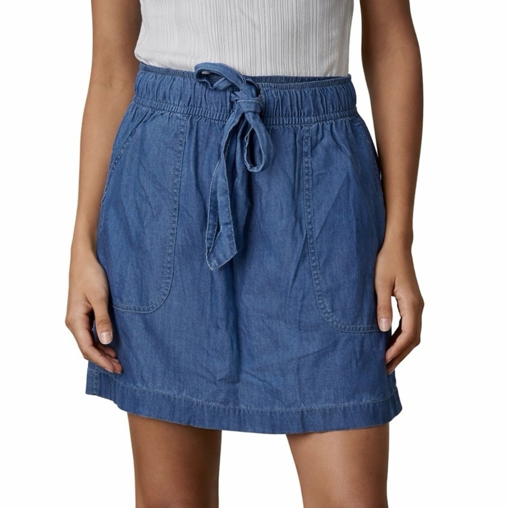 Cynthia Rowley Blue Denim A-Line Tie-Waist Skirt Small
